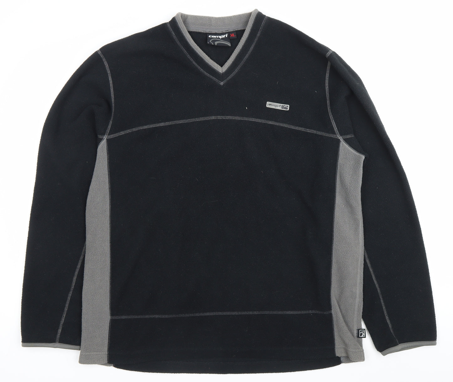 Campri Men’s Black XL Fleece Pullover Sweatshirt V-Neck Outdoor