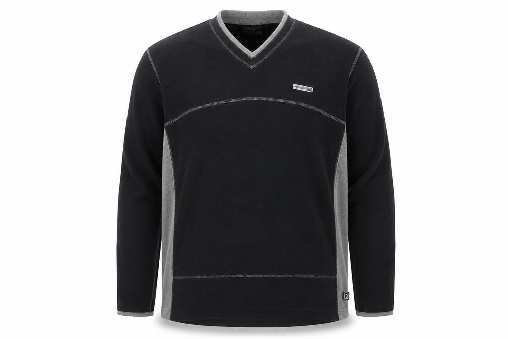 Front view of Campri Men’s Black XL Fleece Pullover Sweatshirt V-Neck Outdoor