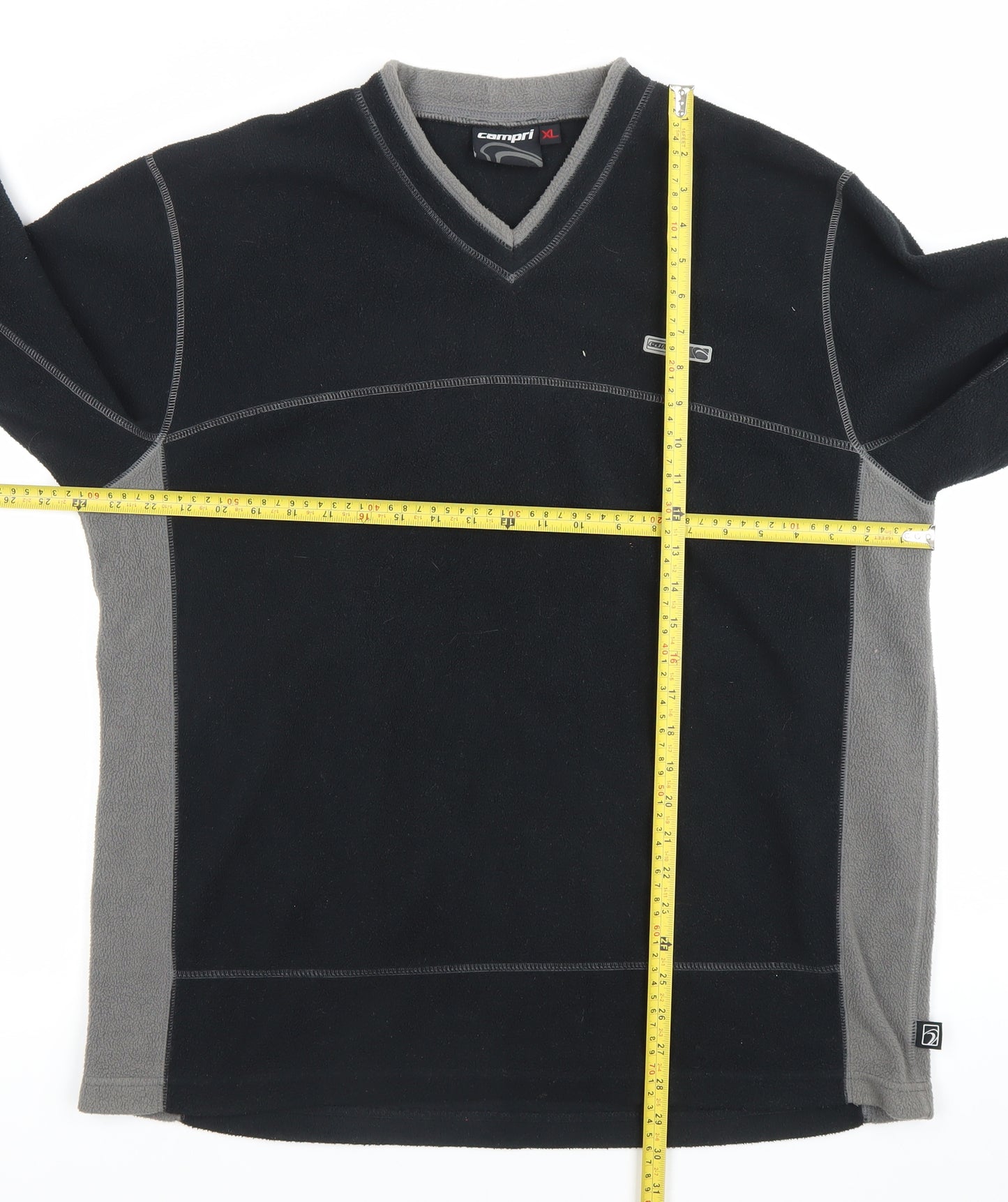 Campri Men’s Black XL Fleece Pullover Sweatshirt V-Neck Outdoor