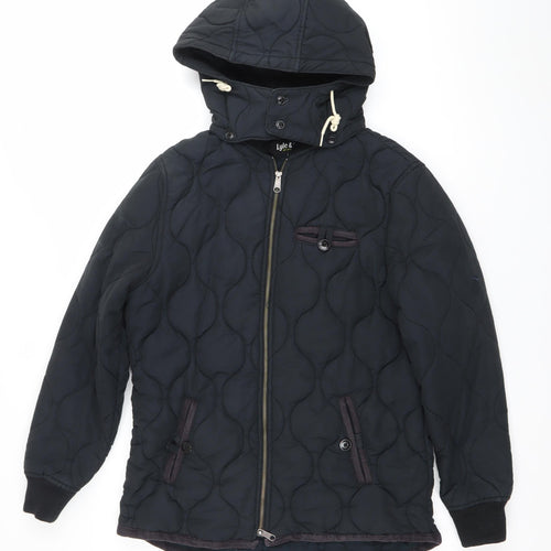 Lyle & Scott Men's Black Quilted Hooded Jacket Size M Cotton Nylon