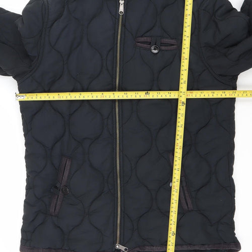 Lyle & Scott Men's Black Quilted Hooded Jacket Size M Cotton Nylon