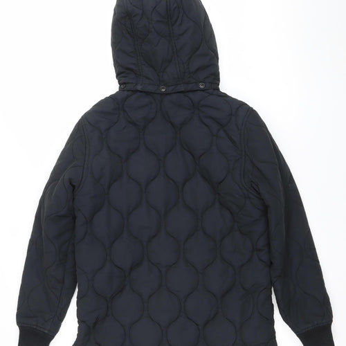 Lyle & Scott Men's Black Quilted Hooded Jacket Size M Cotton Nylon