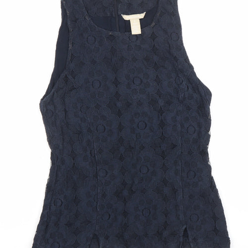 Banana Republic Womens Blue Lace Sleeveless Blouse Size 12