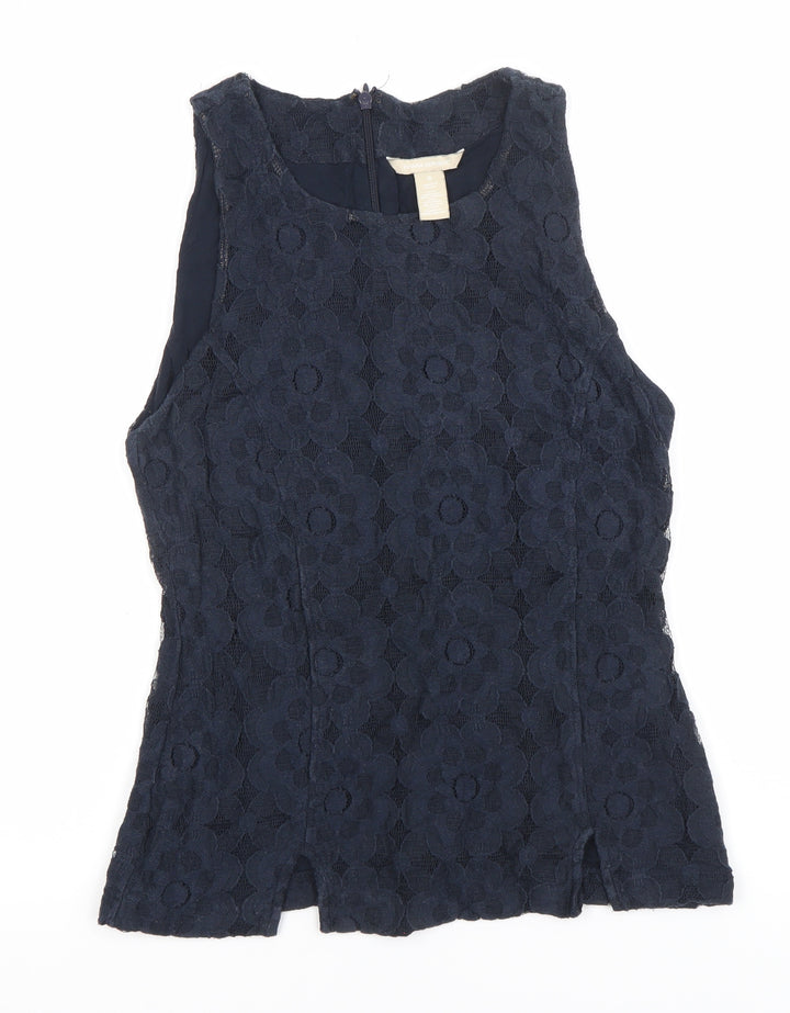Banana Republic Womens Blue Lace Sleeveless Blouse Size 12