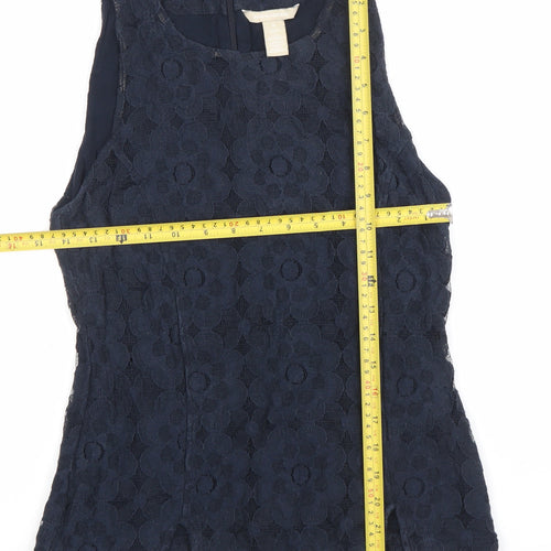 Banana Republic Womens Blue Lace Sleeveless Blouse Size 12