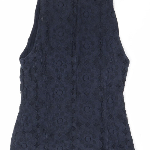Banana Republic Womens Blue Lace Sleeveless Blouse Size 12
