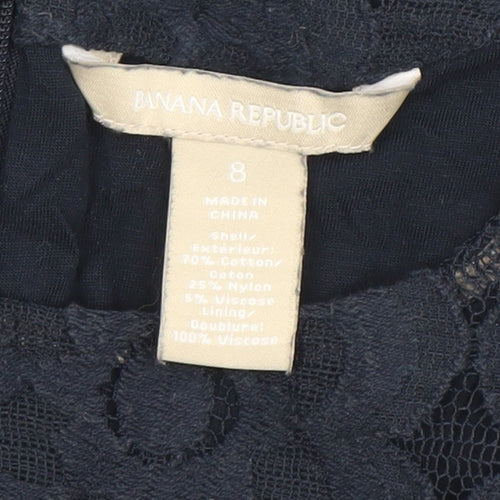 Banana Republic Womens Blue Lace Sleeveless Blouse Size 12