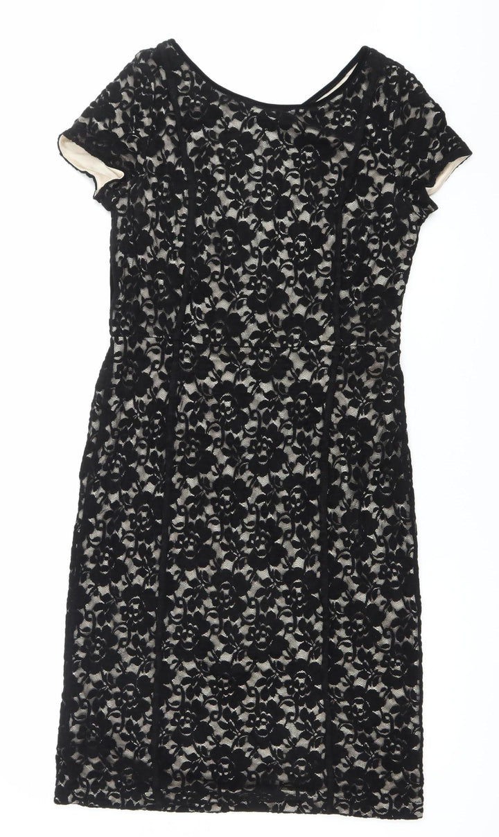 Laura Ashley Women’s Black Lace Sheath Dress UK 10 Formal Party Wedding