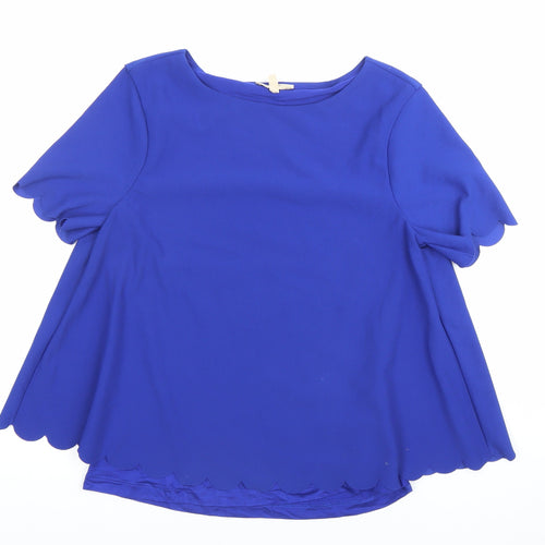 Phase Eight Women’s Blue Size 10 Tunic Blouse Scallop Hem