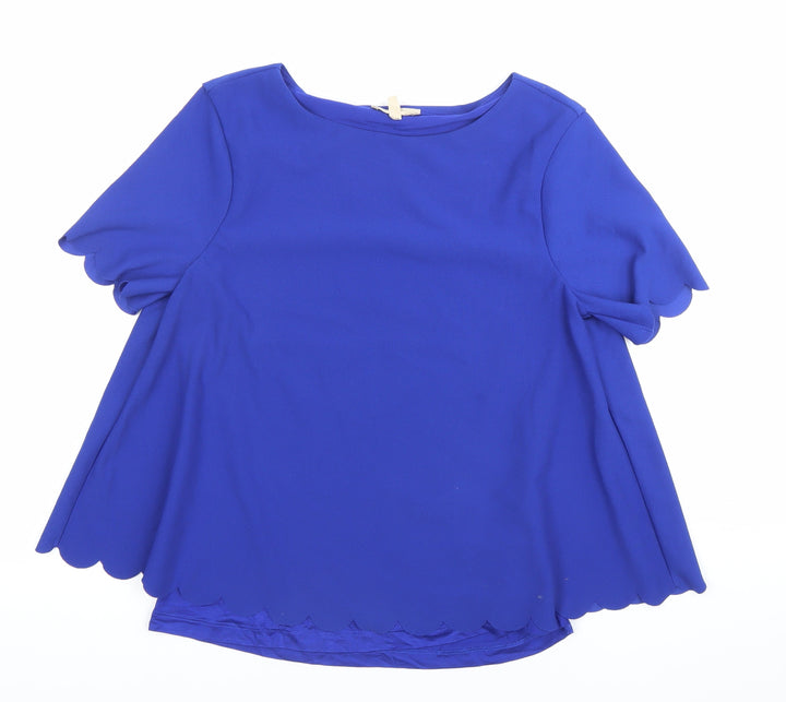 Phase Eight Women’s Blue Size 10 Tunic Blouse Scallop Hem