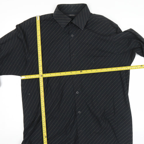 Taylor & Reece Men’s Black Striped Long Sleeve Button-Up Shirt Size 16