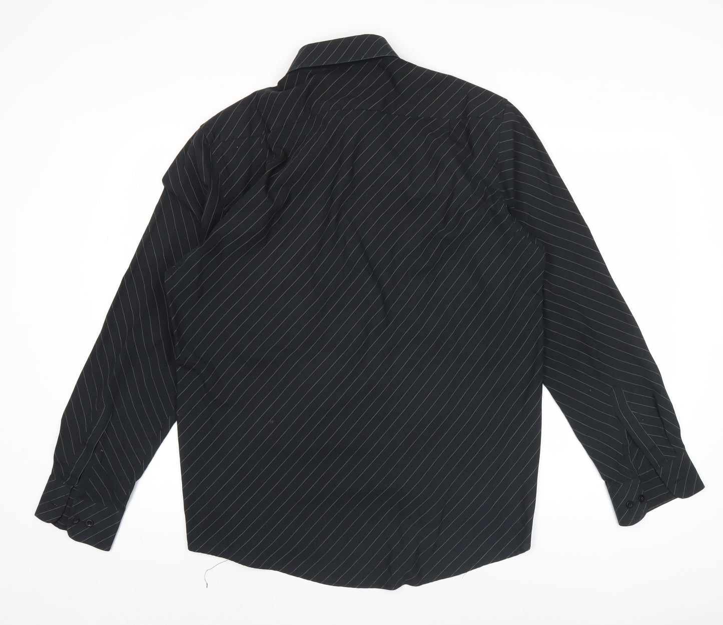 Taylor & Reece Men’s Black Striped Long Sleeve Button-Up Shirt Size 16