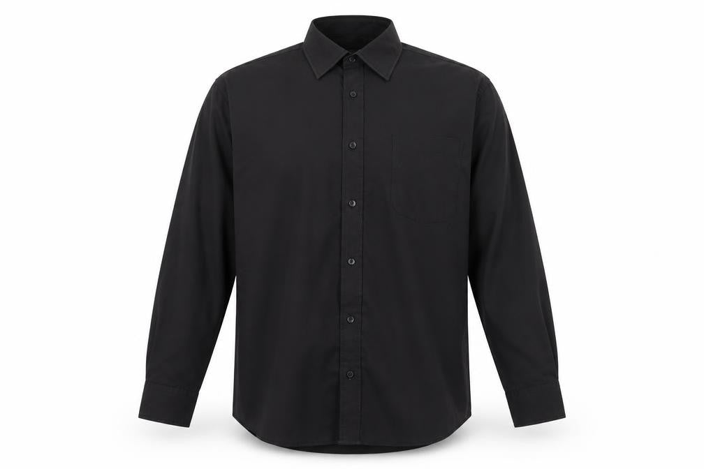 Front view of Hutson Harbour Men’s Black 16.5/42 Long Sleeve Button-Up Shirt