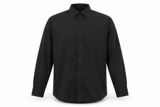 Front view of Hutson Harbour Men’s Black 16.5/42 Long Sleeve Button-Up Shirt