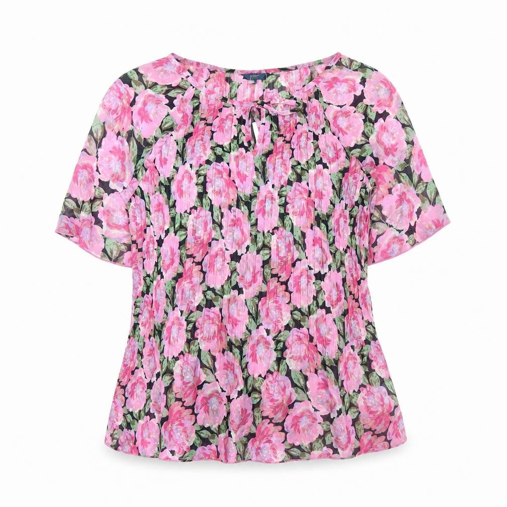 Front view of Cotton Traders women’s multicoloured floral tunic blouse, size UK 10