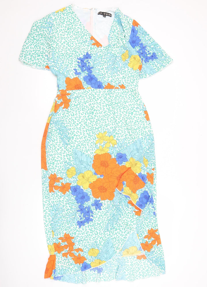 Girl In Mind Women’s Multicoloured Floral Bodycon Dress Size 10