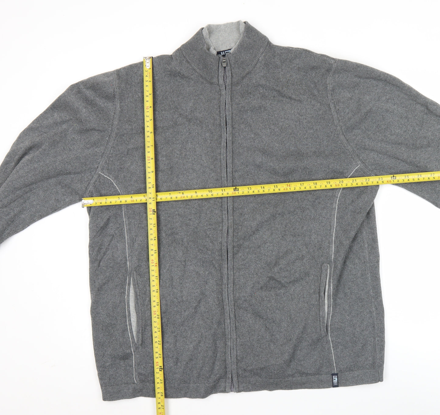 Marks and Spencer Men’s Grey XL 44-46" Cotton Zip Knit Jacket