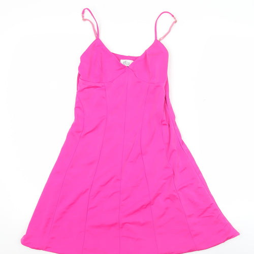 Oh Polly Women’s Pink Slip Dress Size 12 Sleeveless V-Neck Party