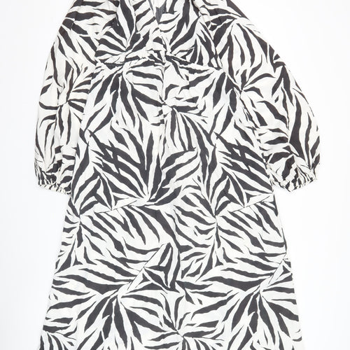 Marks and Spencer Women’s Black White Zebra Midi Shift Dress Size 12
