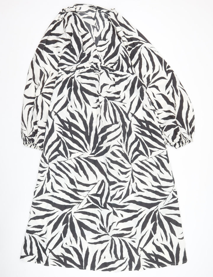Marks and Spencer Women’s Black White Zebra Midi Shift Dress Size 12