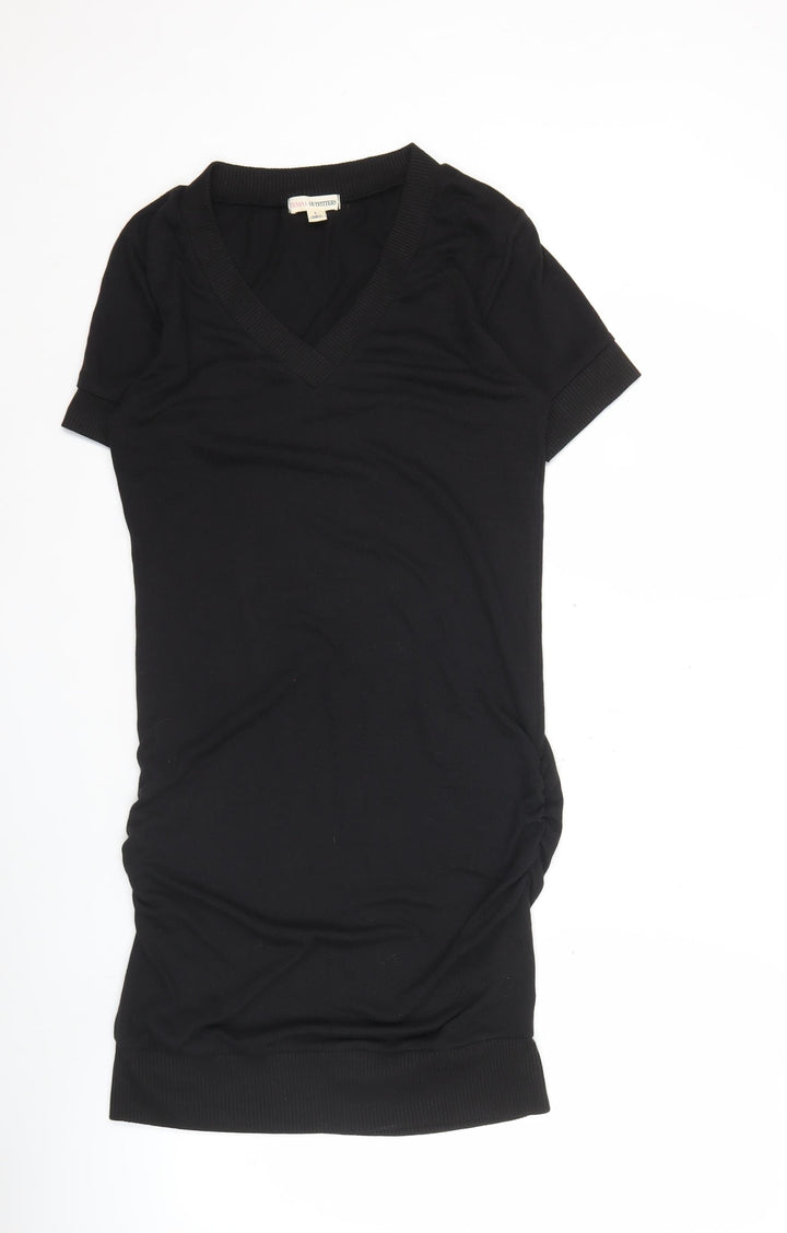 Zenana Outfitters Womens Black L Shift Dress Short Sleeve V-Neck