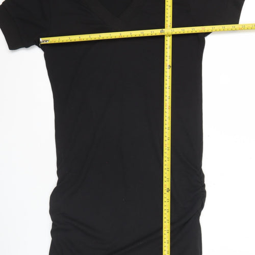 Zenana Outfitters Womens Black L Shift Dress Short Sleeve V-Neck