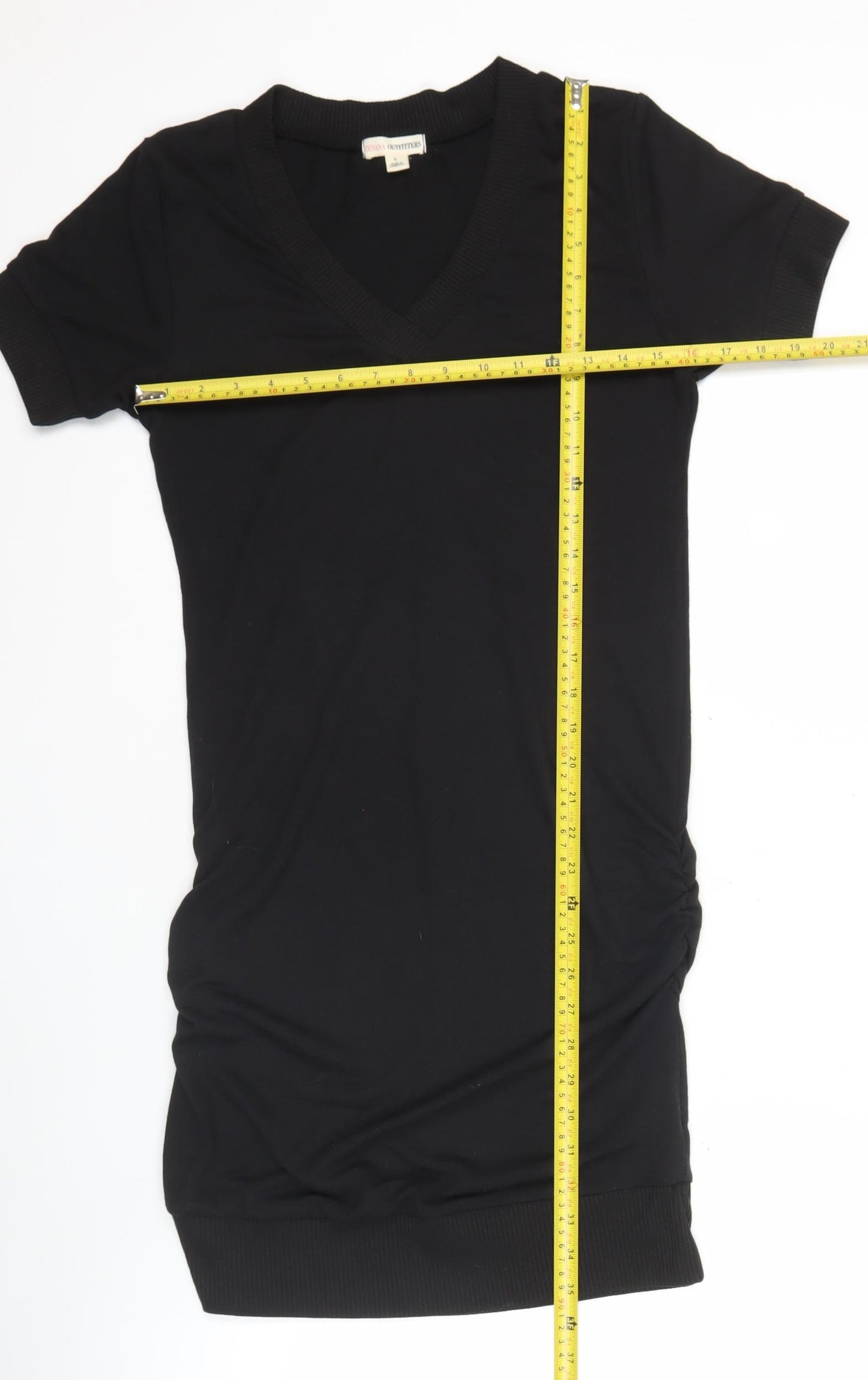 Zenana Outfitters Womens Black L Shift Dress Short Sleeve V-Neck