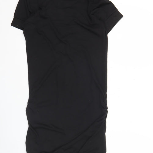 Zenana Outfitters Womens Black L Shift Dress Short Sleeve V-Neck