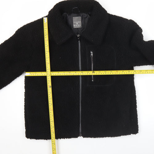 Primark Womens Black XS Fleece Bomber Jacket Zip Pockets