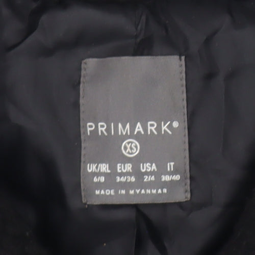 Primark Womens Black XS Fleece Bomber Jacket Zip Pockets