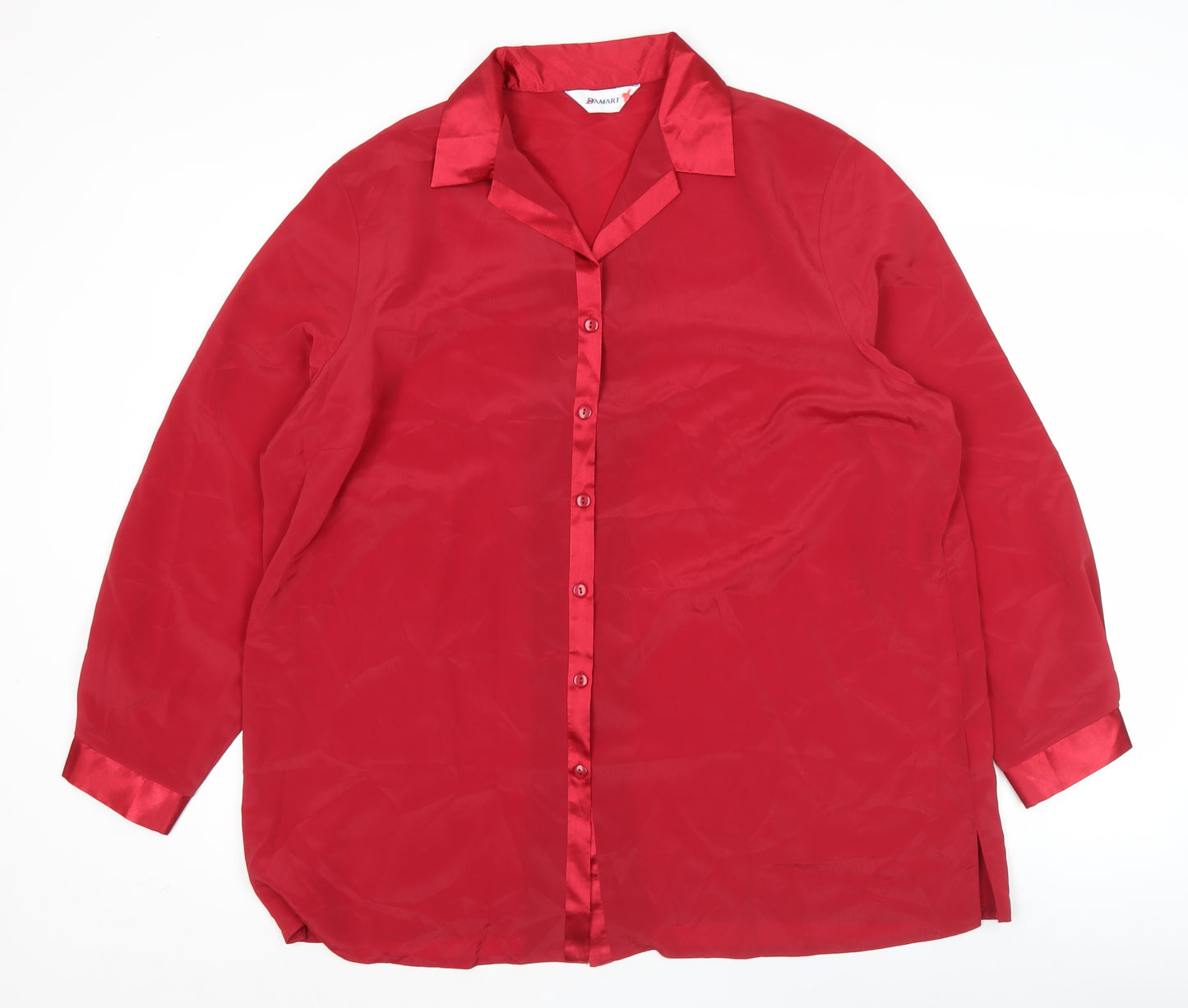 Damart Women’s Red Button-Up Long Sleeve Blouse Size 22 Polyester