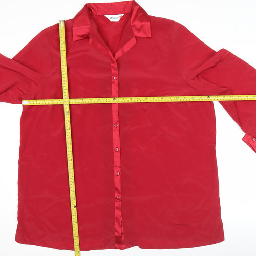 Damart Women’s Red Button-Up Long Sleeve Blouse Size 22 Polyester