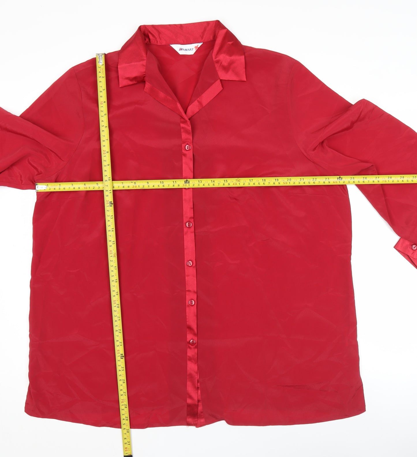 Damart Women’s Red Button-Up Long Sleeve Blouse Size 22 Polyester