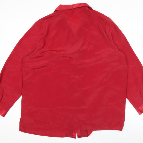 Damart Women’s Red Button-Up Long Sleeve Blouse Size 22 Polyester