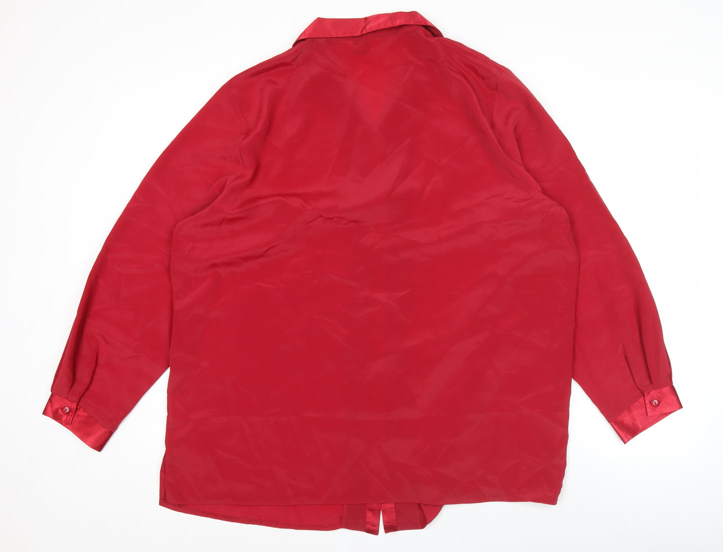 Damart Women’s Red Button-Up Long Sleeve Blouse Size 22 Polyester