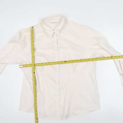 Marks & Spencer Women Ivory Size 18 Classic Button-Up Long Sleeve Cotton Blend Shirt