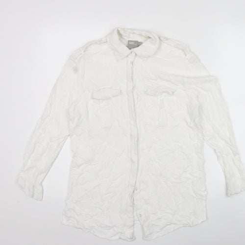 ASOS Women’s White Size 8 Long Sleeve Button-Up Shirt