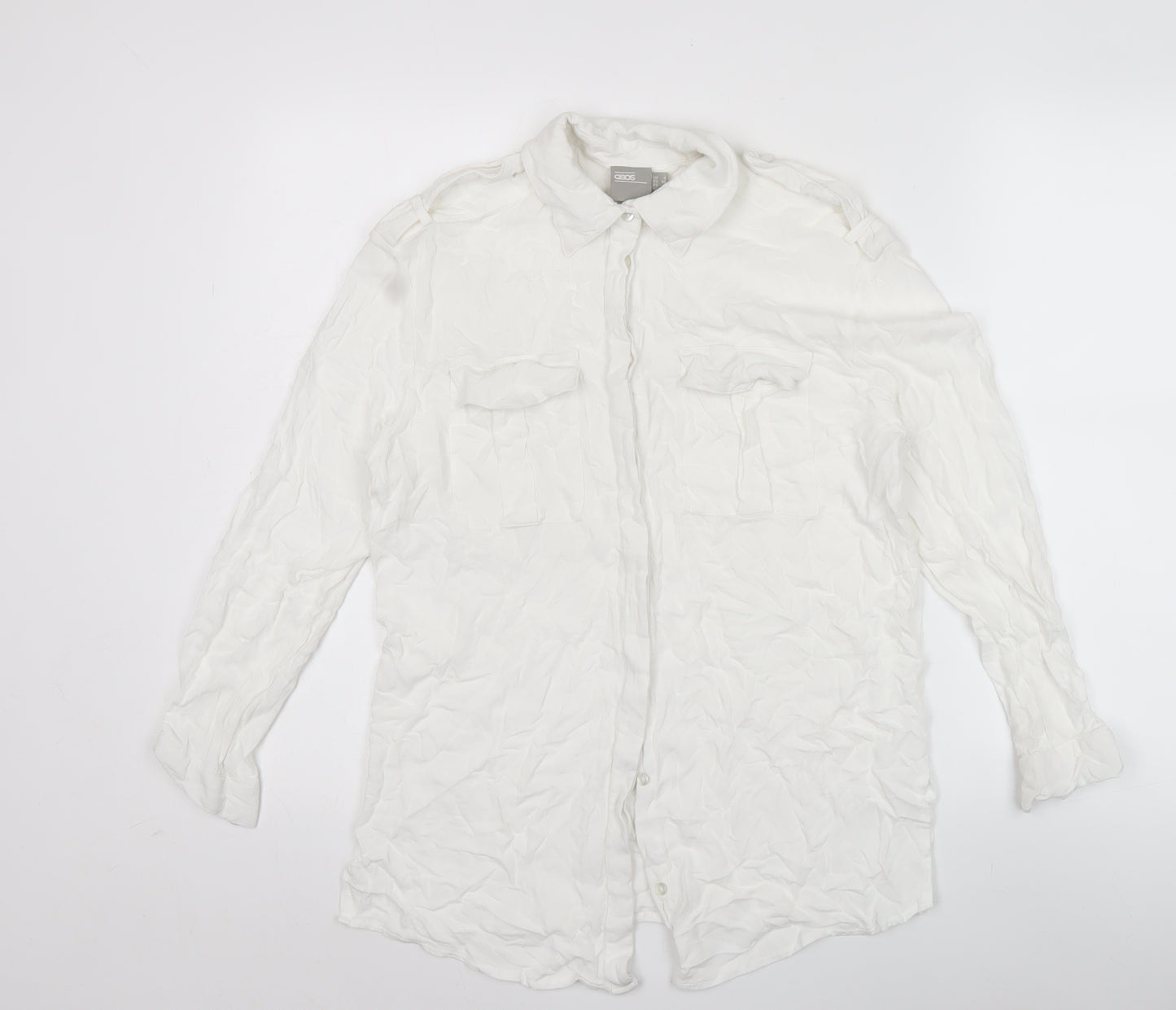 ASOS Women’s White Size 8 Long Sleeve Button-Up Shirt