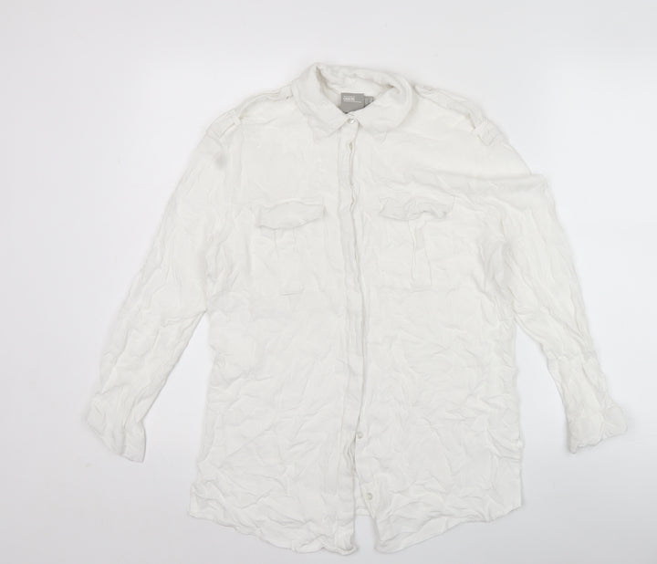 ASOS Women’s White Size 8 Long Sleeve Button-Up Shirt