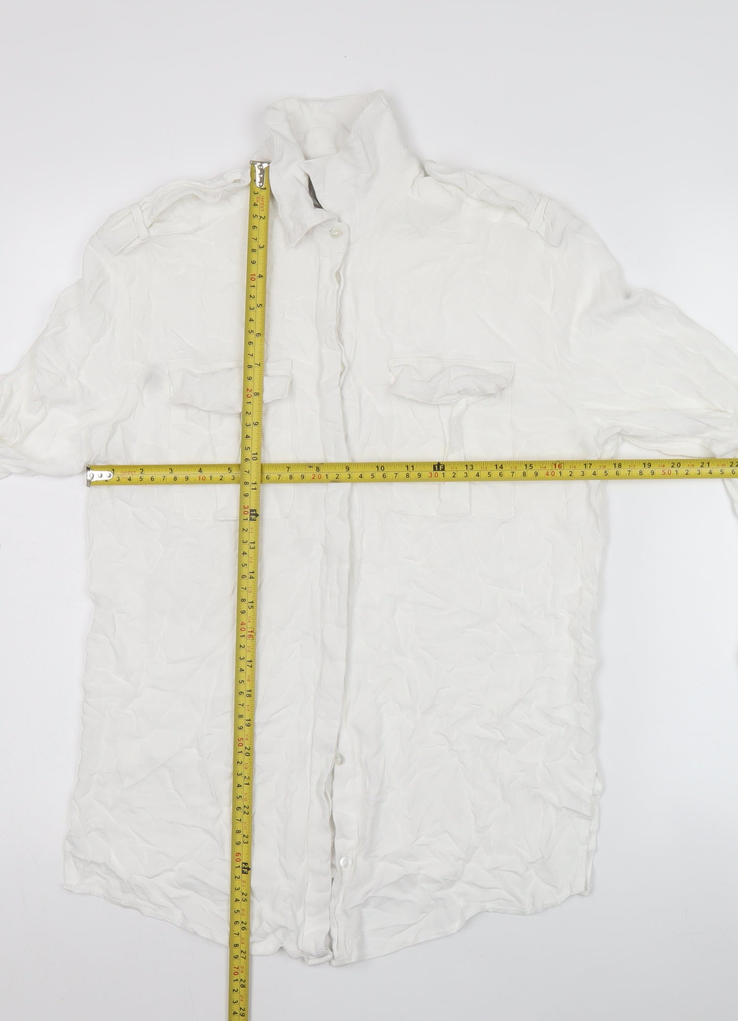 ASOS Women’s White Size 8 Long Sleeve Button-Up Shirt