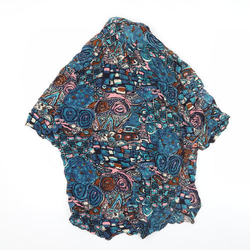 Wings Men's Blue Retro Geometric Print Short Sleeve Shirt M