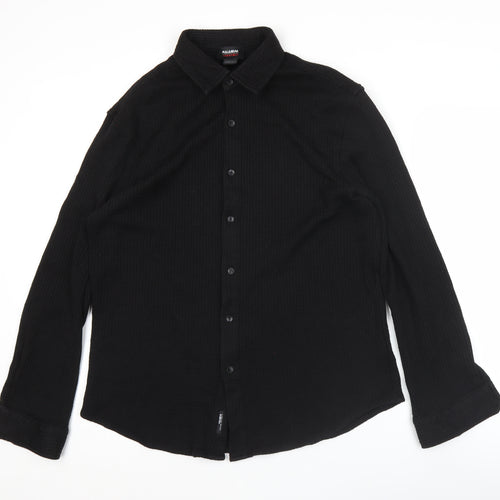Pull&Bear Men’s Black Long Sleeve Button-Up Shirt Size L