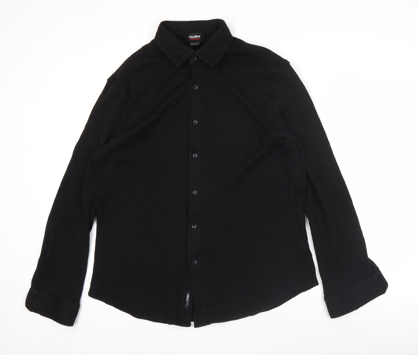 Pull&Bear Men’s Black Long Sleeve Button-Up Shirt Size L