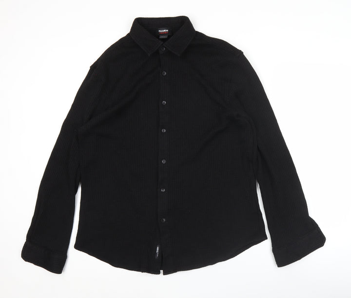Pull&Bear Men’s Black Long Sleeve Button-Up Shirt Size L