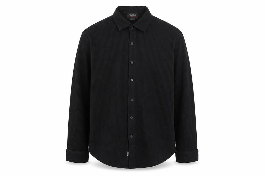 Pull&Bear Men’s Black Long Sleeve Button-Up Shirt Size L