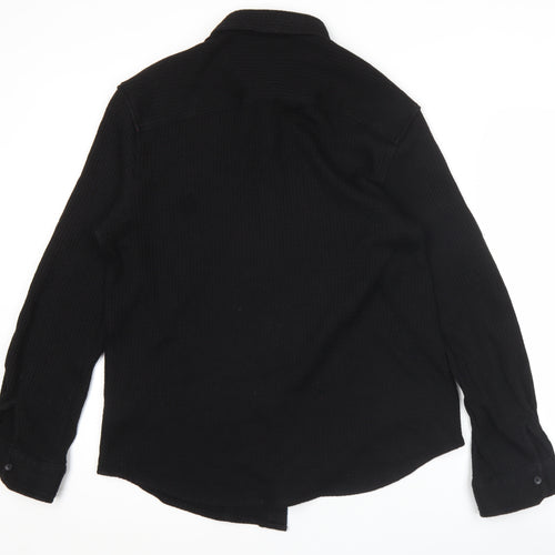 Pull&Bear Men’s Black Long Sleeve Button-Up Shirt Size L