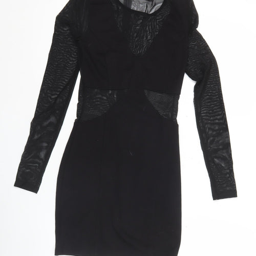 Forever 21 Women’s Black Bodycon Mini Dress Size S Long Sleeve Party