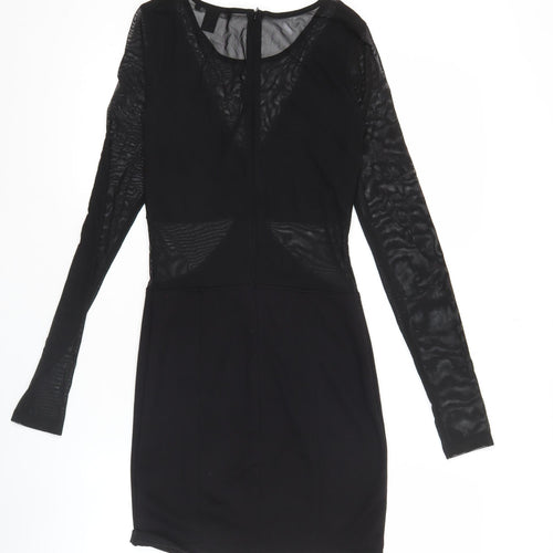 Forever 21 Women’s Black Bodycon Mini Dress Size S Long Sleeve Party