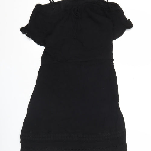 Marks and Spencer Women’s Black Size 10 Off Shoulder Lace Trim Shift Dress