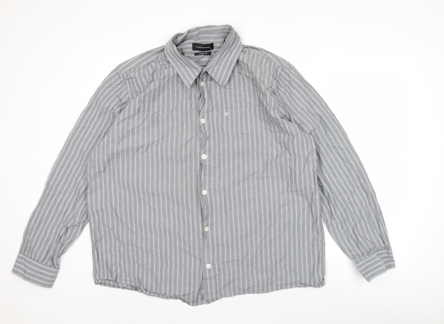 Clean Cut Copenhagen Men's Grey 2XL Striped Long Sleeve Casual Shirt
